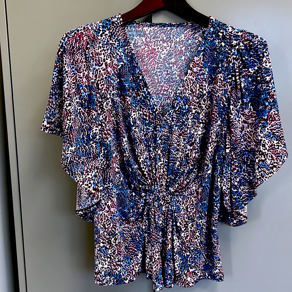 Multicolor Bell Sleeves Blouse